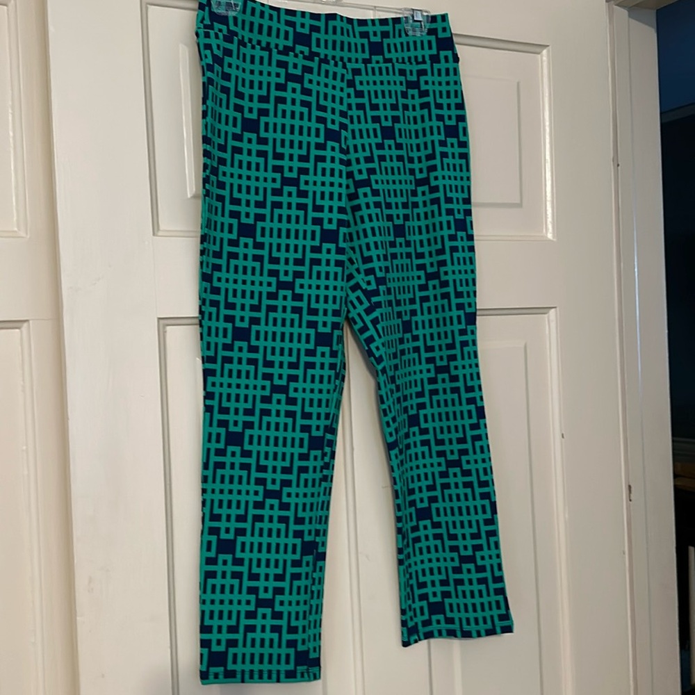 Mudpie leggings. Kelly green/navy. Size S (4-6)